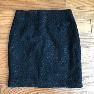 Answer Made in Korea Eyelet Cotton Lined Black Mini Skirt Women’s Size S